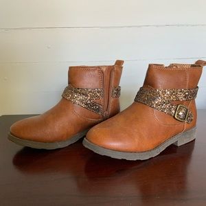 Carter’s Camel Leather/Glitter Strappy Boots